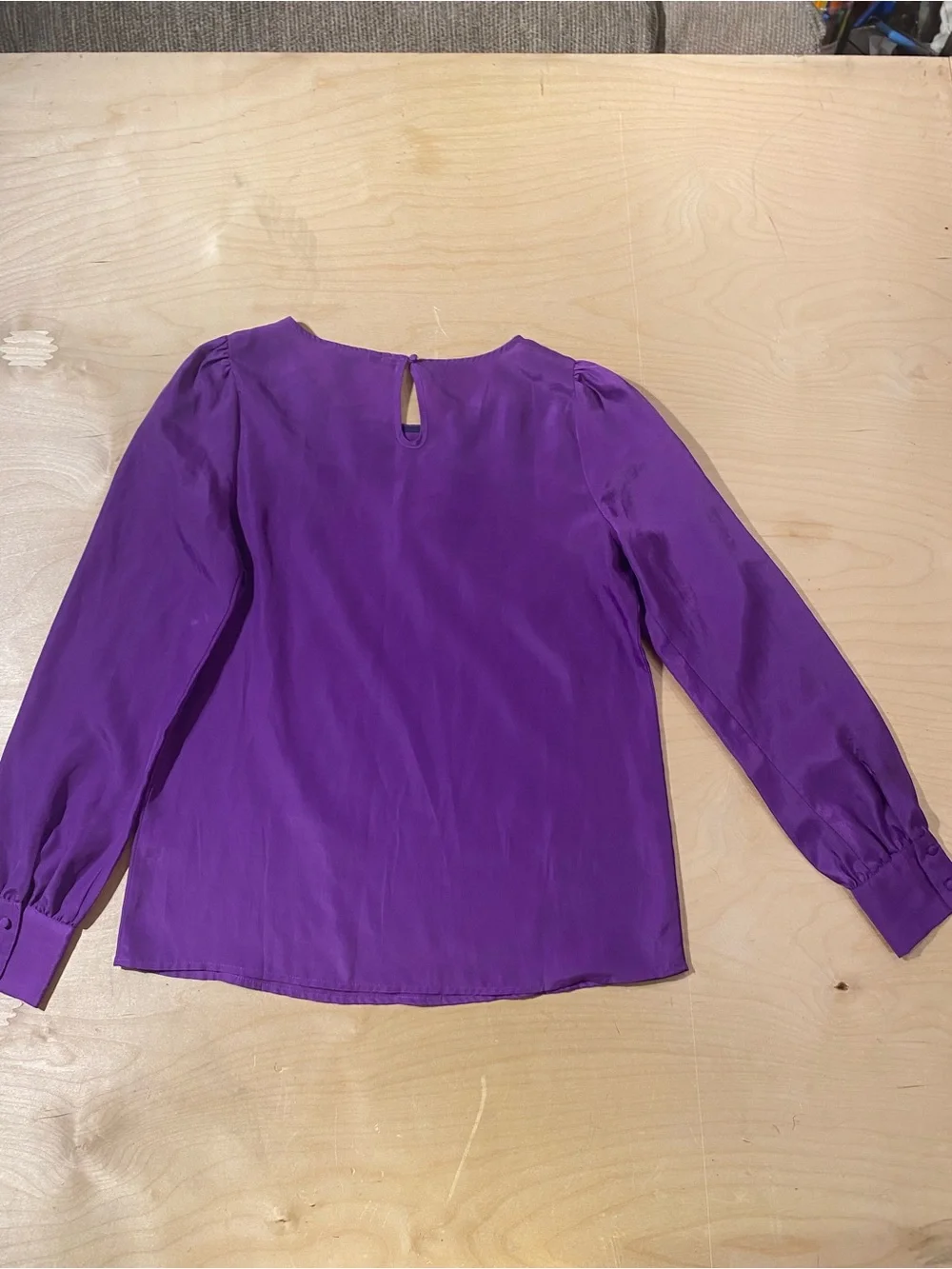 J. Crew Violet Purple Long-Sleeve Puff Shoulder Blouse Small (SF)